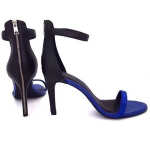 Joie Abbott Colorblock Blue Black Zip Sandal 9.5 Zipper Heel Suede